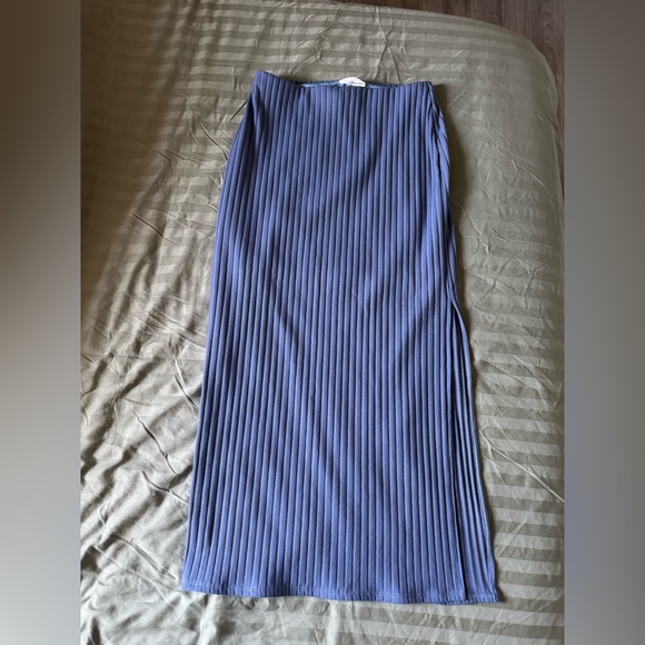 Heatherly Dresses & Skirts - Heathery Pleated Ribbed Maxi Skirt - Blue
